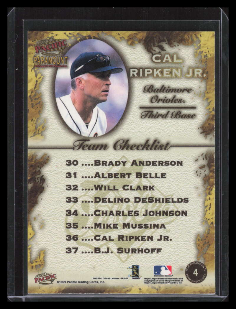 DELETE 155378 1999 Paramount Team Checklists 4 Cal Ripken Jr.