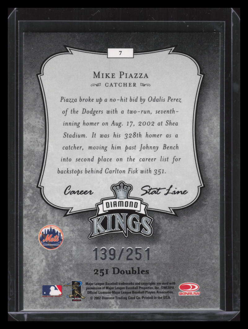 2003 Donruss Stat Line Career 7 Mike Piazza DK 139/251 Diamond Kings