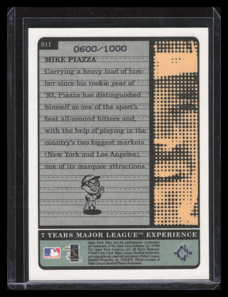 1999 Upper Deck Retro Old School/New School s11 Mike Piazza 600/1000
