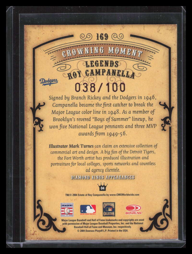 2004 Diamond Kings Bronze Sepia 169 Roy Campanella LGD 38/100 LEGENDS