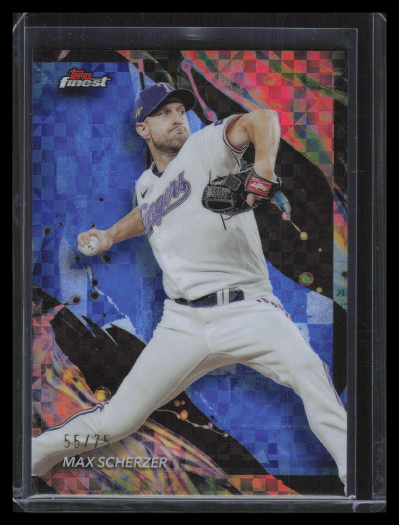 2024 Finest Blue Checkerboard Refractor 129 Max Scherzer Uncommon 55/75
