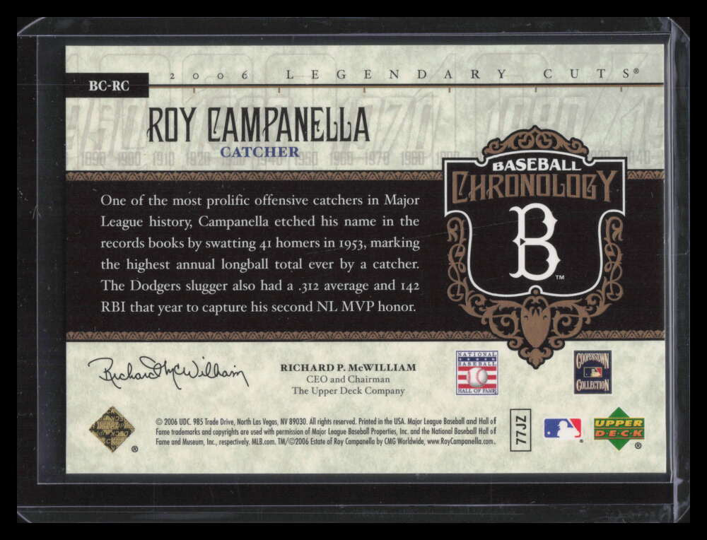 SOLD 155403 2006 SP Legendary Cuts Baseball Chronology Platinum RC Roy Campanella 96/99