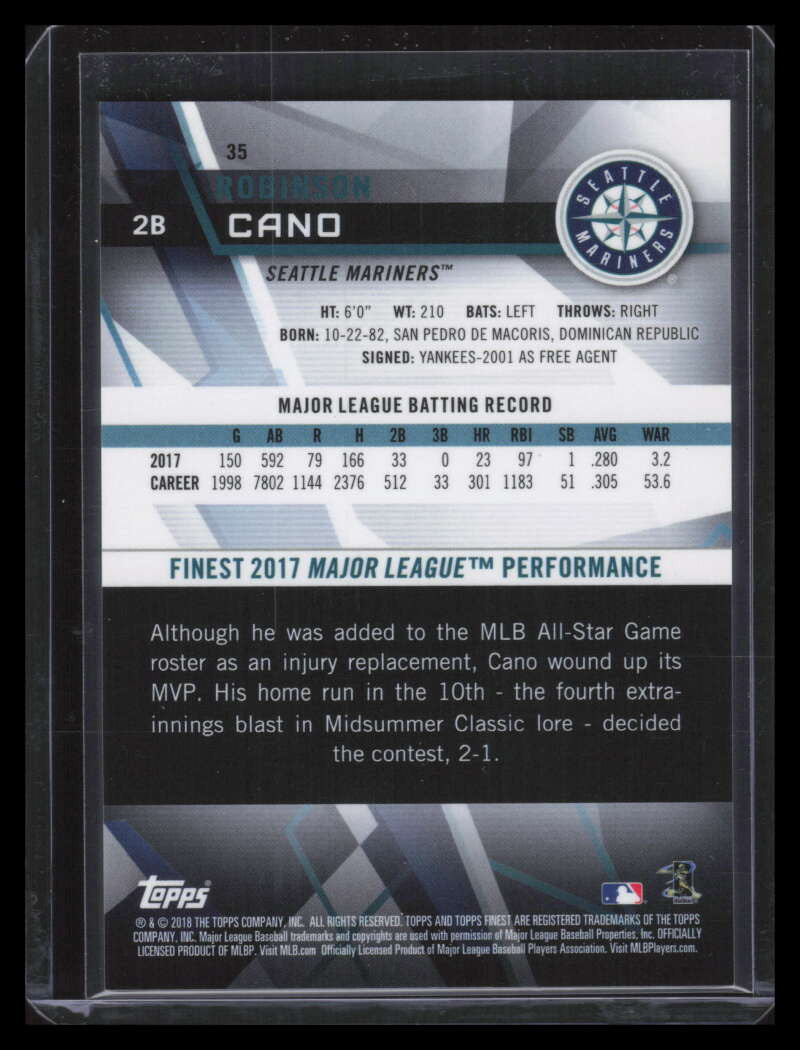 SOLD 155406 2018 Finest Gold Refractor 35 Robinson Cano 18/50