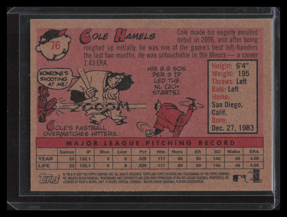2007 Topps Heritage 76b Cole Hamels YT SP Yellow Team