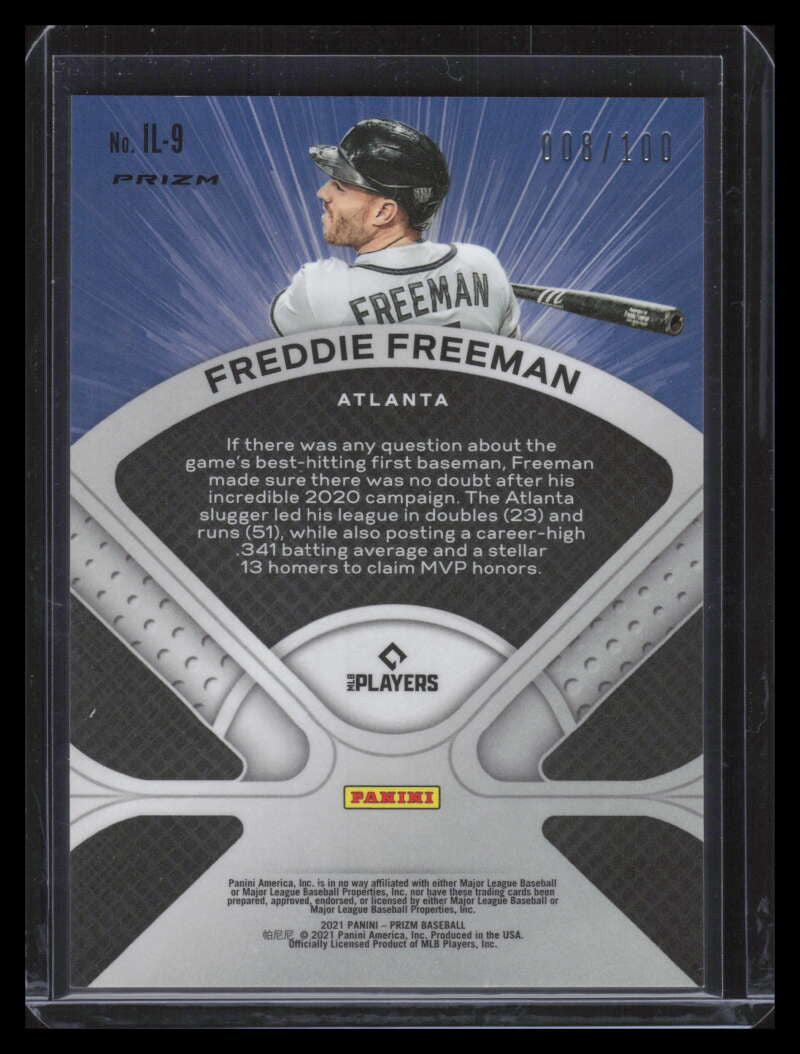 2021 Panini Prizm Illumination Prizms Neon Orange 9 Freddie Freeman 8/100