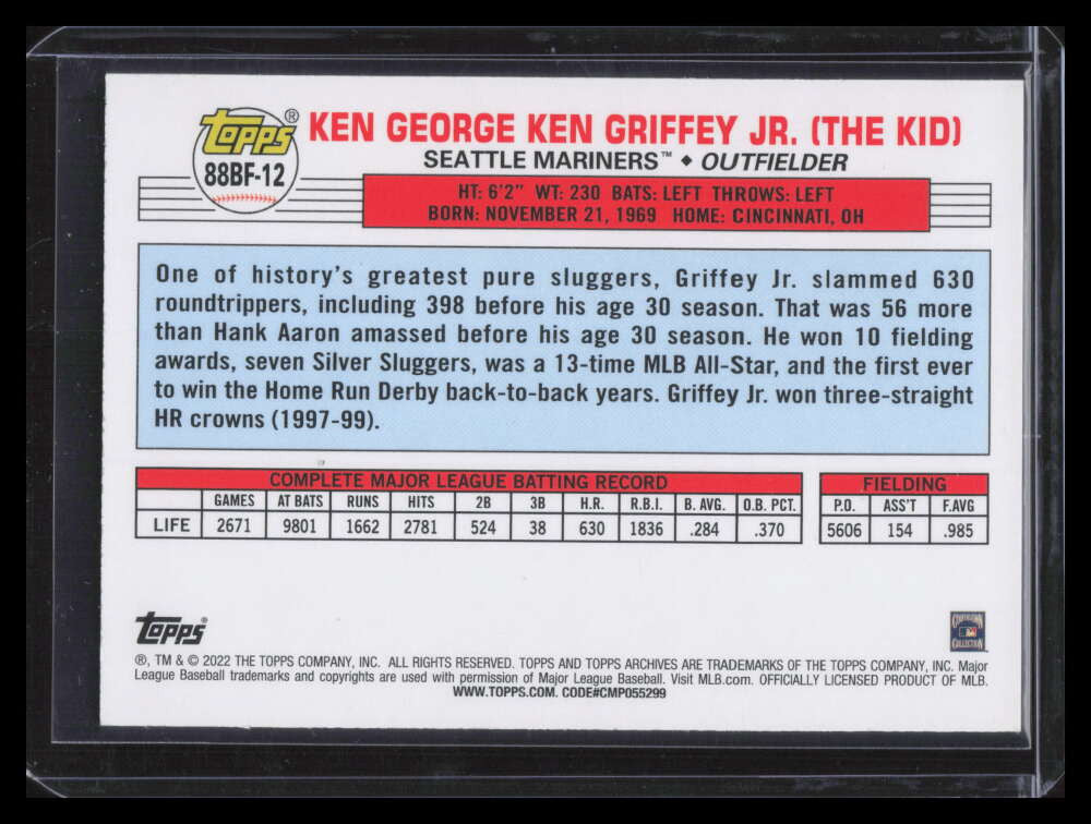 DELETE 155428 2022 Topps Archives '88 Topps Big Foil Sky Blue 88bf12 Ken Griffey Jr.