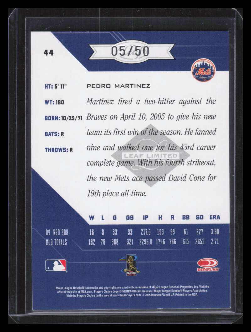 2005 Leaf Limited Silver Spotlight 44 Pedro Martinez 5/50