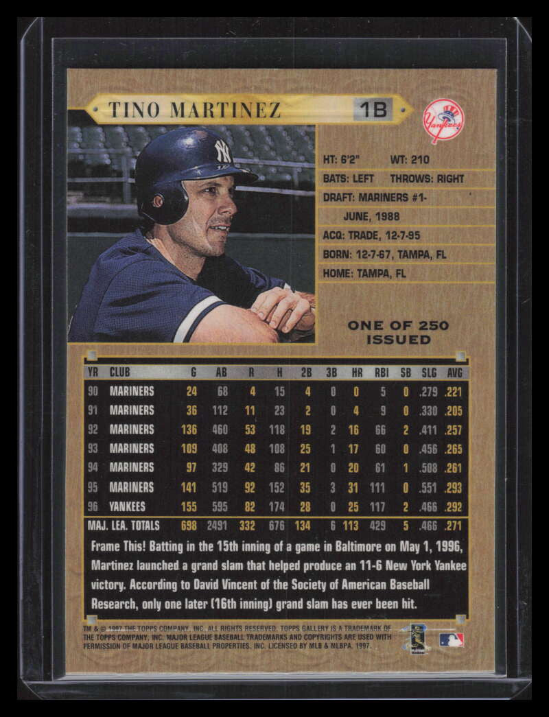 1997 Topps Gallery Player's Private Issue 89 Tino Martinez /250
