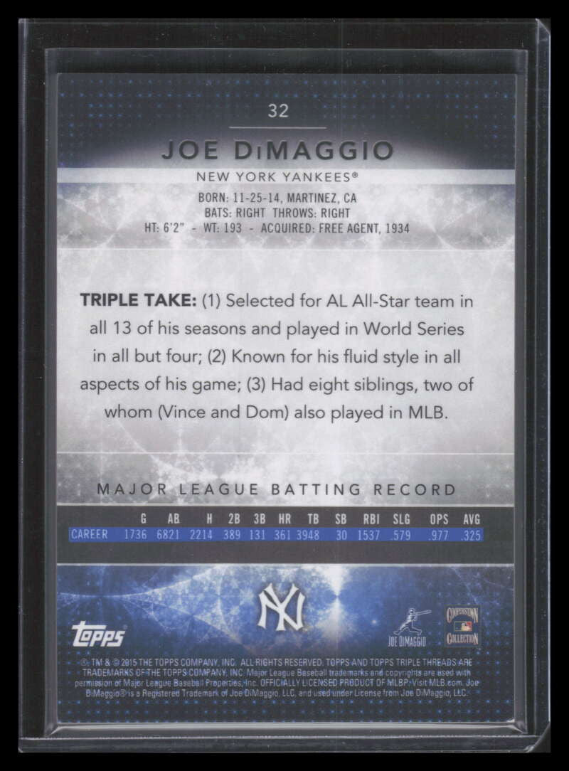 2015 Topps Triple Threads Gold 32 Joe DiMaggio 48/99