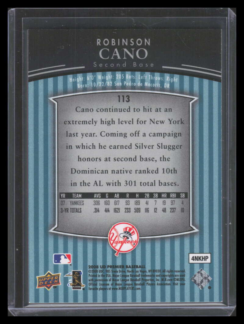 2008 Upper Deck Premier Blue 113 Robinson Cano 9/15