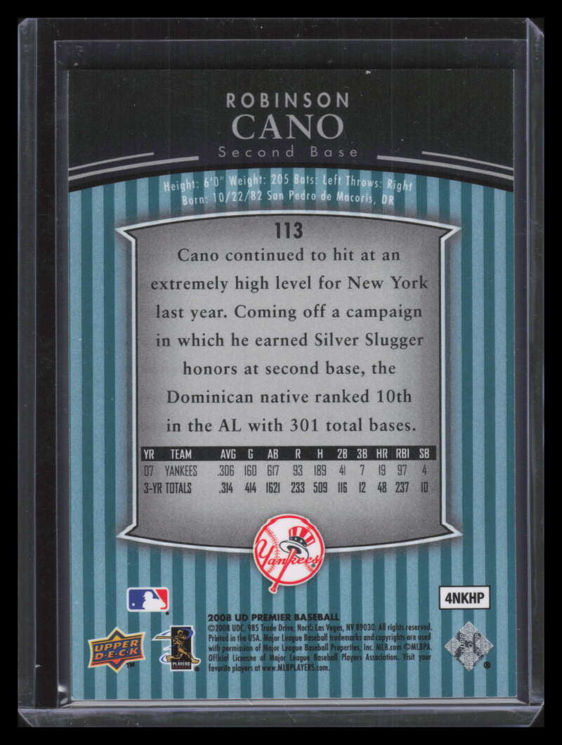 2008 Upper Deck Premier Blue 113 Robinson Cano 13/15