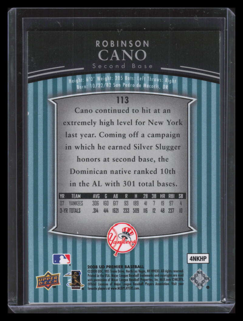 2008 Upper Deck Premier Blue 113 Robinson Cano 15/15