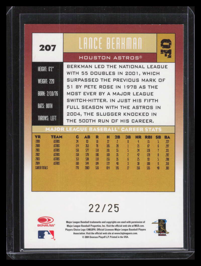2005 Donruss Press Proofs Gold 207 Lance Berkman 22/25