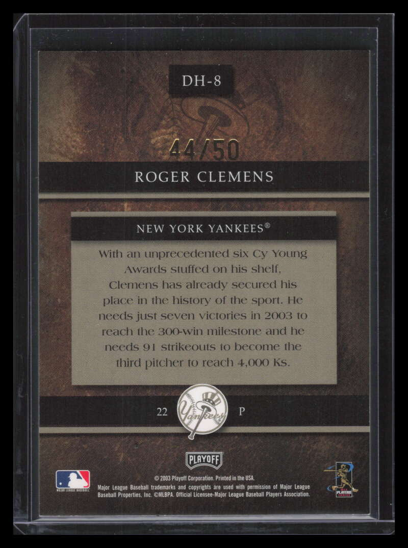 2003 Playoff Prestige Diamond Golden Heritage 8 Roger Clemens 44/50