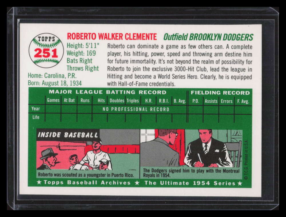 SOLD 155493 1994 Topps Archives '54 Gold 251 Roberto Clemente