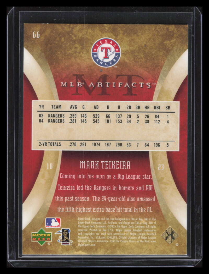 2005 Artifacts Rainbow Gold 66 Mark Teixeira 6/25