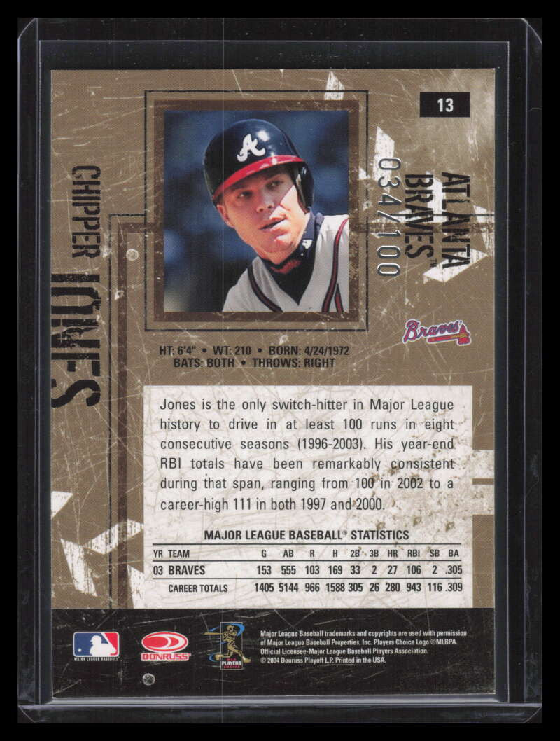 SOLD 155510 2004 Leather and Lumber Silver 13 Chipper Jones 34/100