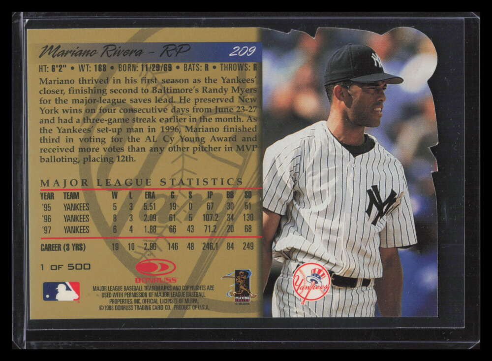 1998 Donruss Gold Press Proofs 209 Mariano Rivera /500