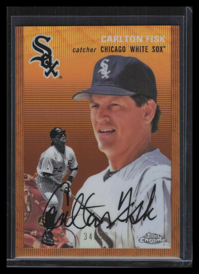 SOLD 155559 2023 Topps Chrome Platinum Anniversary Gold Wave Refractor Carlton Fisk 34/50