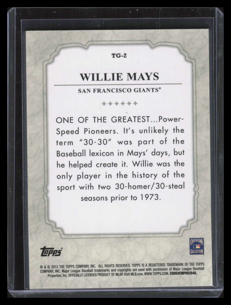 2013 Topps The Greats Gold tg2 Willie Mays 90/99