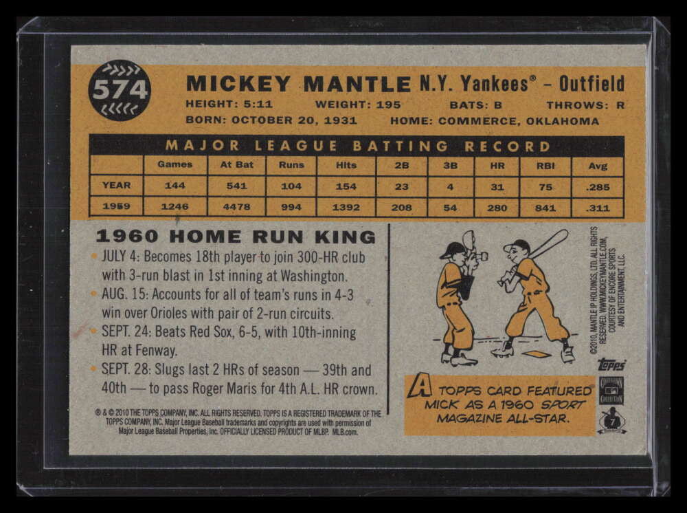 SOLD 155612 2010 Topps Heritage '60 National Convention VIP 574 Mickey Mantle 143248