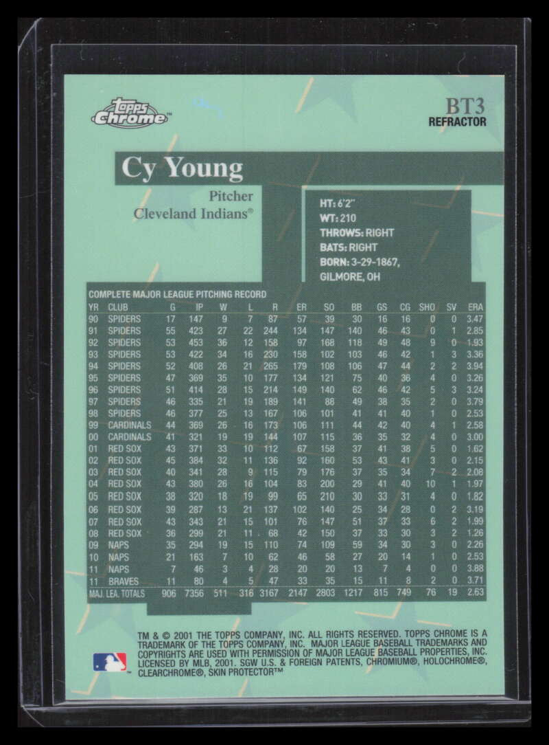 2001 Topps Chrome Before There Was Topps Refractor bt3 Cy Young