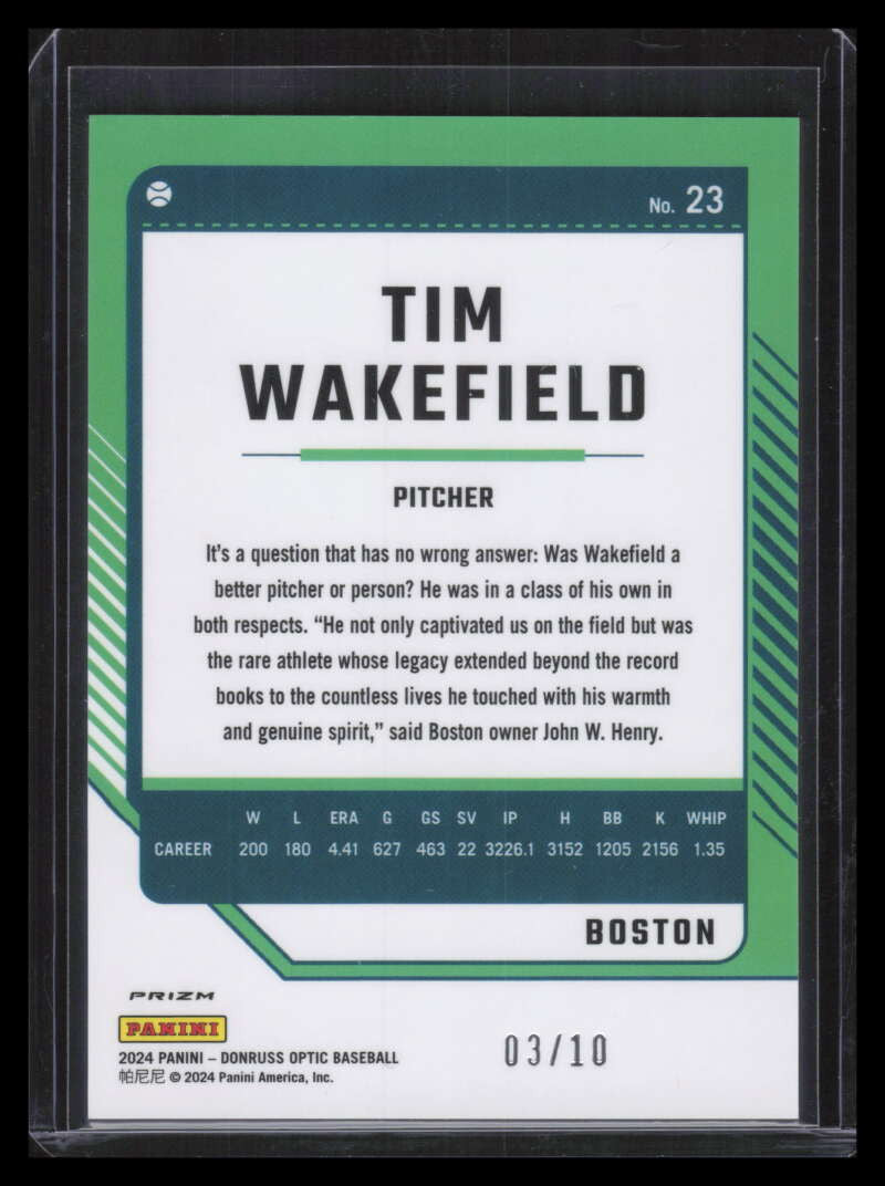 2024 Donruss Optic Gold Refractor 23 Tim Wakefield 3/10