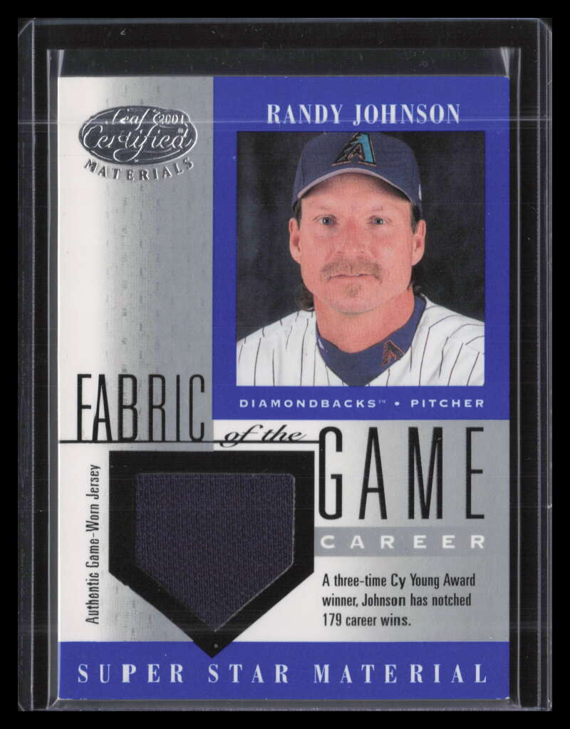 SOLD 155669 2001 Leaf Certified Fabric of the Game Career 48cr Randy Johnson Jersey 108/179