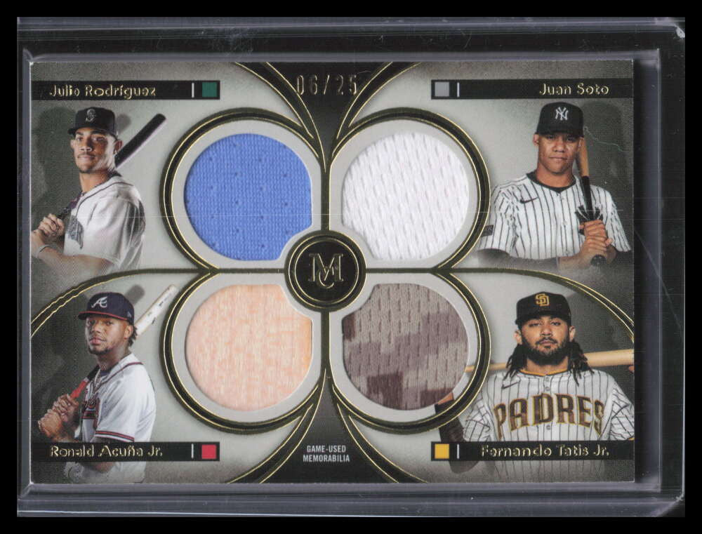 2024 Topps Museum Primary Pieces Rodriguez Tatis Soto Acuna Quad Bat Jersey 6/25