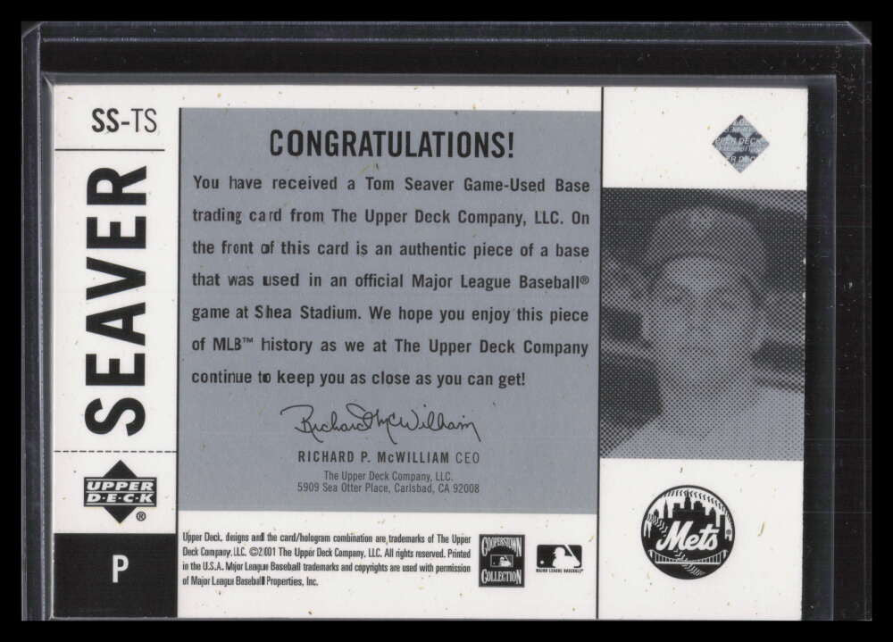 2001 Upper Deck Legends of NY Game Silver Tom Seaver Shea Stadium Base 18/50