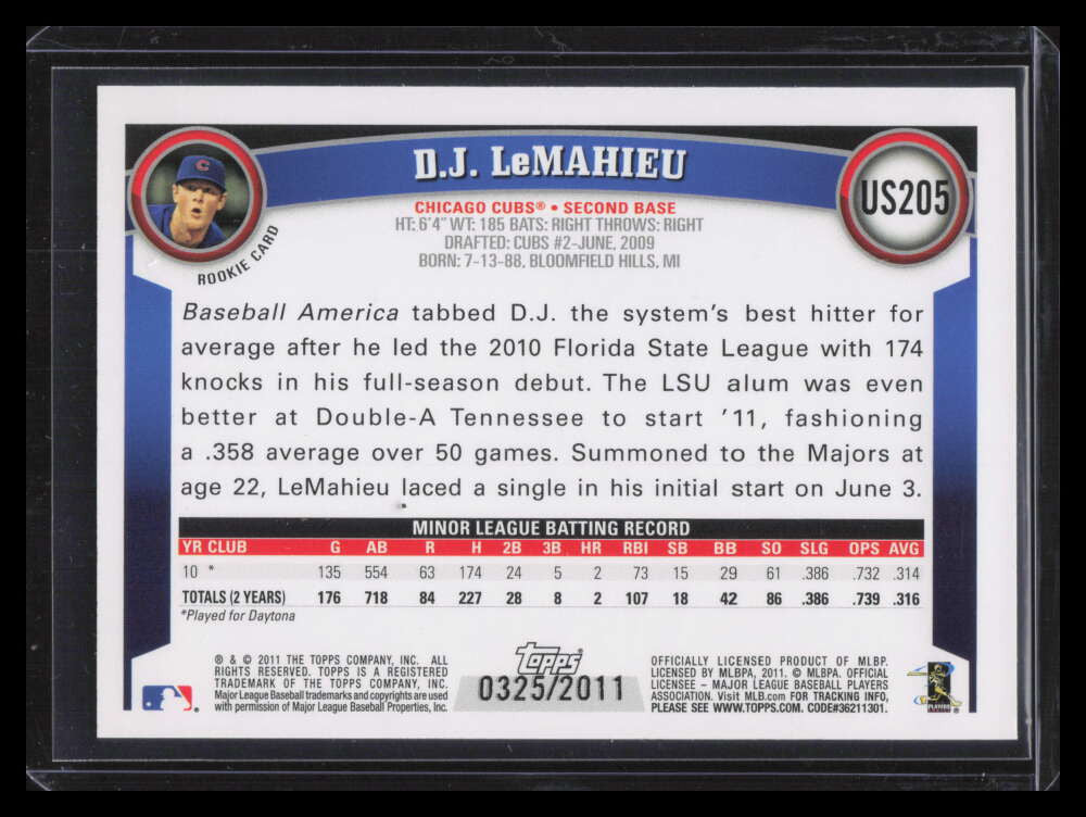 2011 Topps Update Gold us205 D. J. LeMahieu Rookie 325/2011