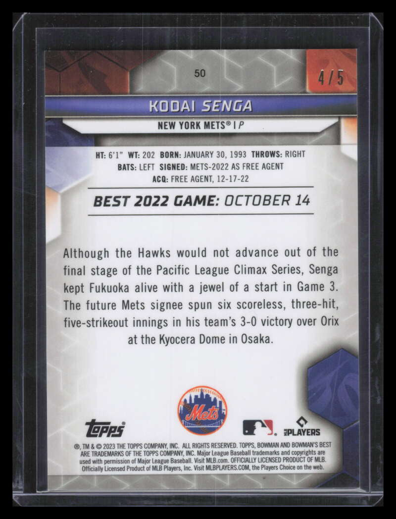 2023 Bowman's Best Red Lava Refractor 50 Kadai Senga Rookie 4/5