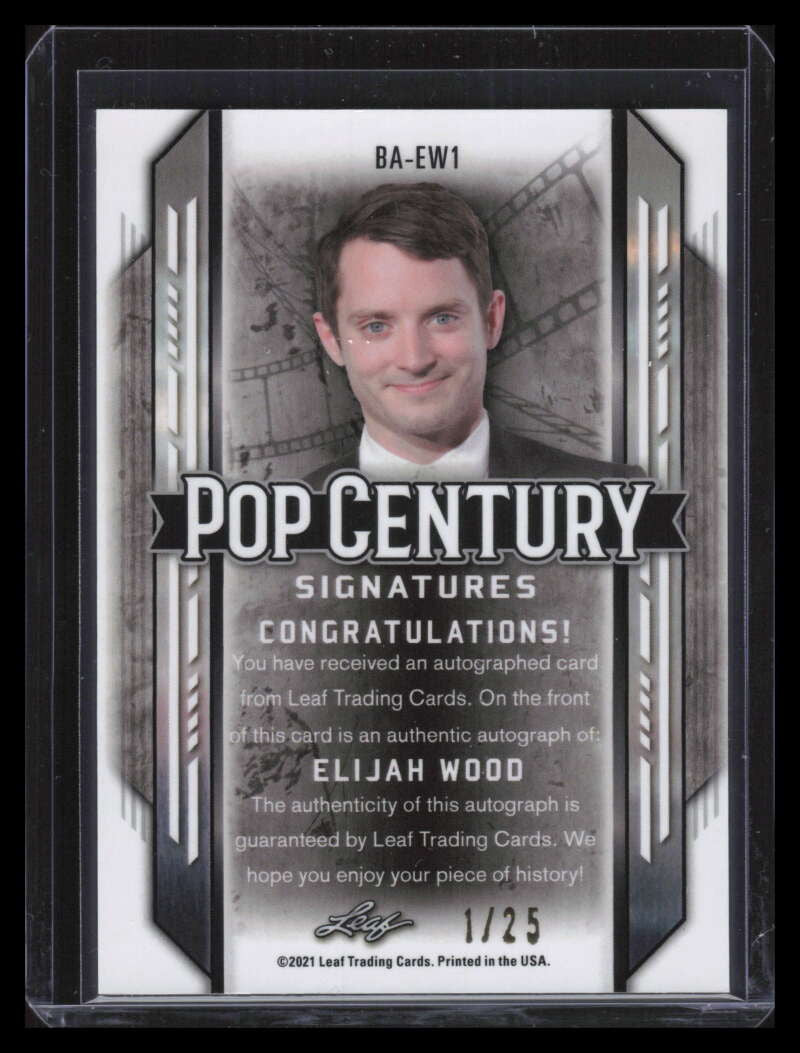 2021 Leaf Pop Century Metal Crystals Silver baew1 Elijah Wood Auto 1/25