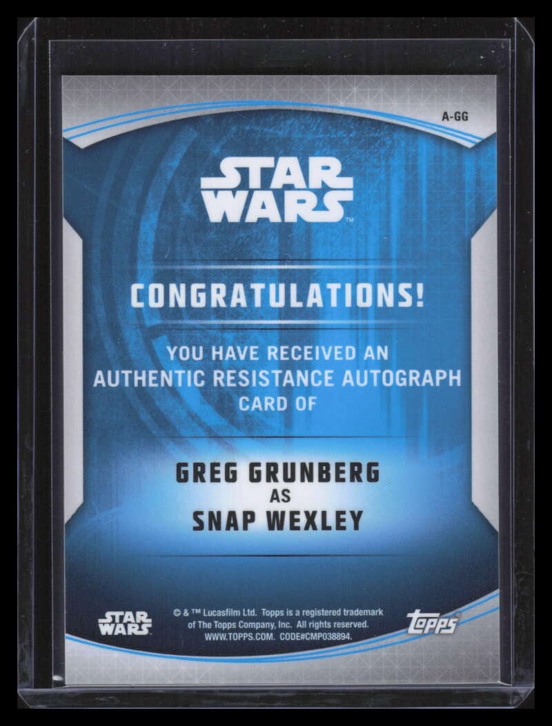 2020 Topps Star Wars Chrome Perspectives Autographs AGG Greg Grunberg Auto 39/99