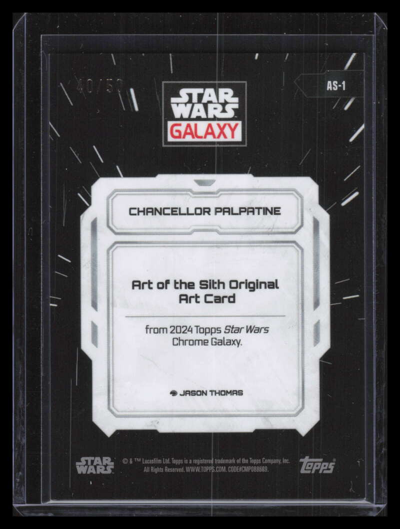 DELETE 155789 2024 Topps Chrome Star Wars Galaxy Art Sith Mojo Refractor as1 Palpatine 40/50