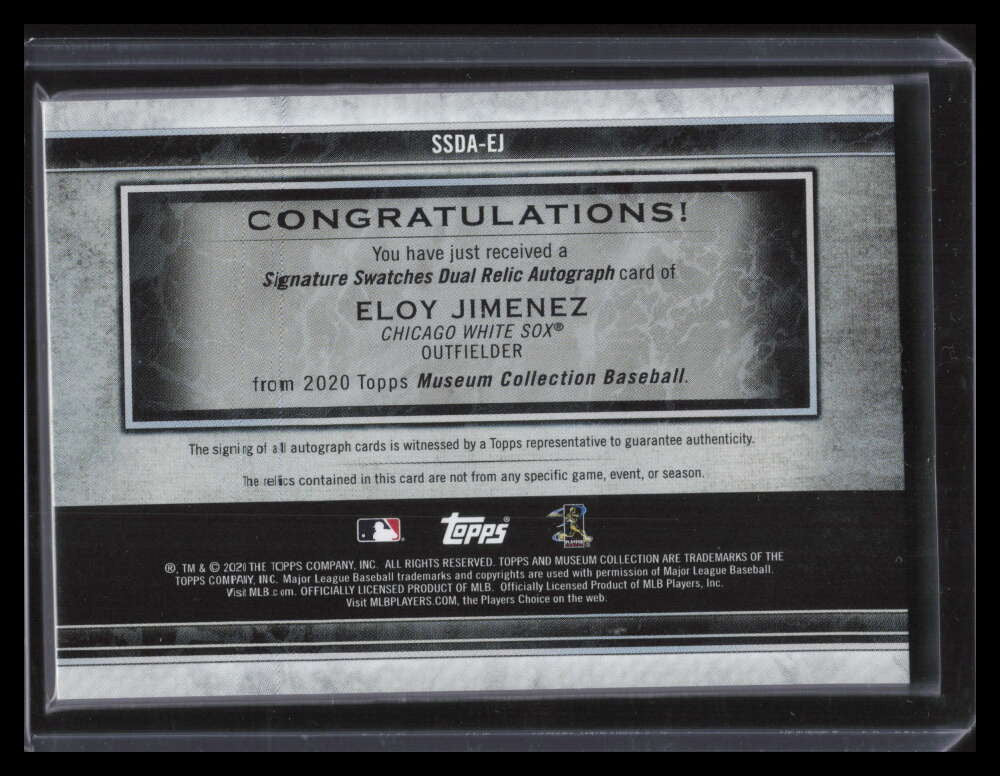 2020 Topps Museum Collection Signature Swatches Eloy Jimenez Jersey Auto 10/99