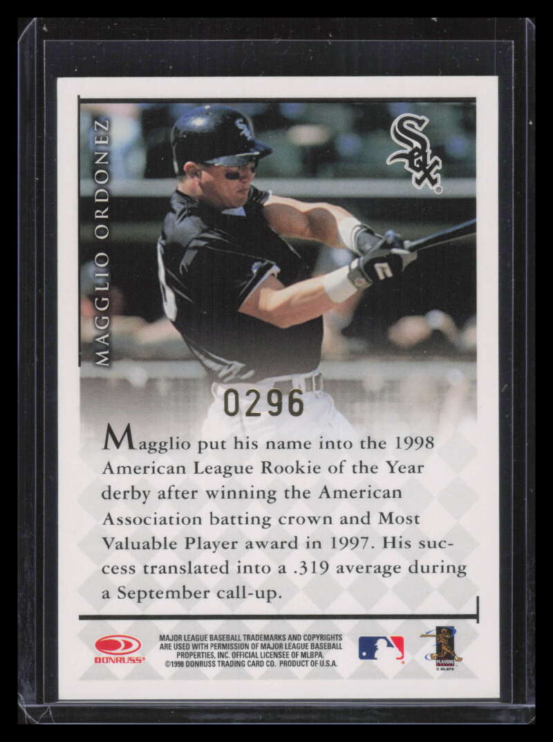1998 Donruss Signature Autographs Millennium 86 Magglio Ordonez RC Auto 296/1000