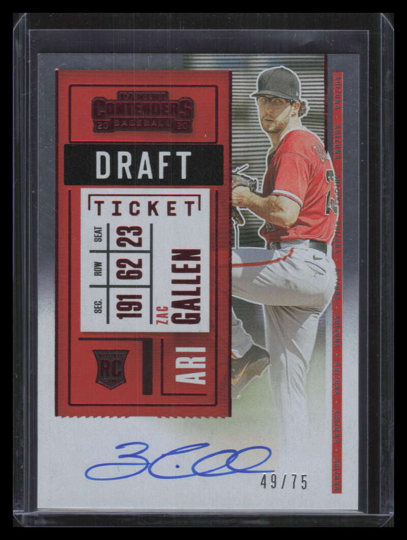 2020 Panini Contenders Variations Ticket Red 102 Zac Gallen Rookie Auto 49/75