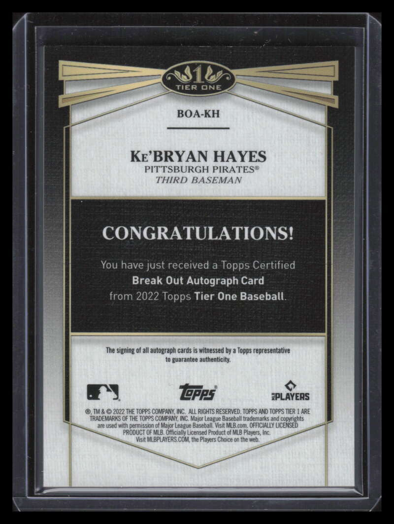 2022 Topps Tier One Break Out Autographs BOAKH Ke'Bryan Hayes Auto 92/199
