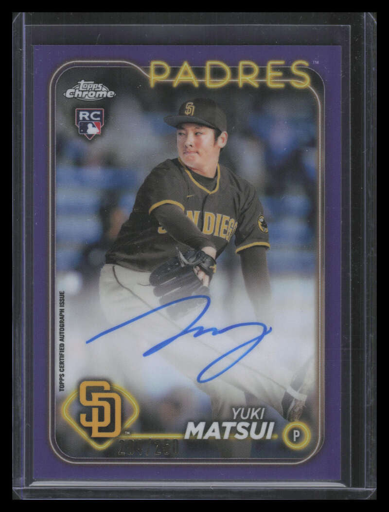 2024 Topps Chrome Autographs Purple Refractor Yuki Matsui Rookie Auto 204/250