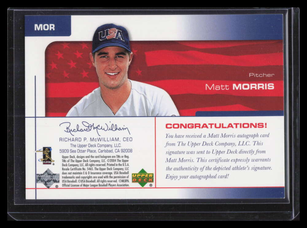 2004 USA 25th Anniversary Signatures Black Ink MOR Matt Morris Auto 45/150