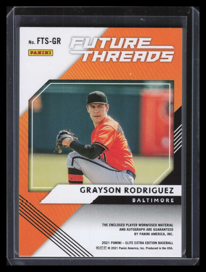 2021 Elite Future Threads Signatures Orange Grayson Rodriguez RC Jersey Auto /99