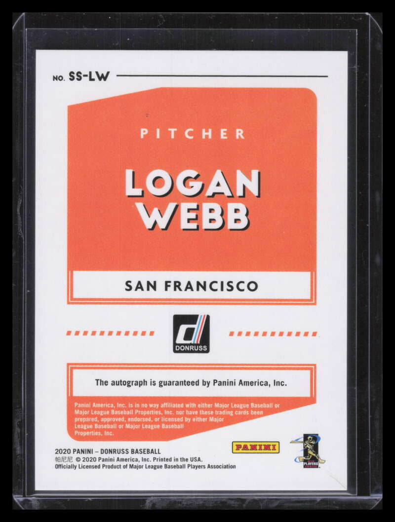 2020 Donruss Signature Series 9 Logan Webb Rookie Auto