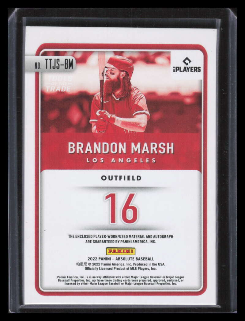 2022 Absolute Tools of the Trade Signatures Brandon Marsh RC Jersey Auto 121/199