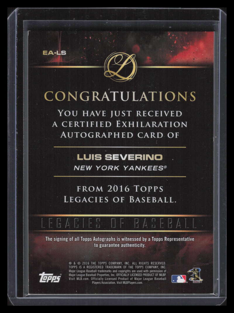 2016 Topps Legacies Exhilaration Autographs Luis Severino Rookie Auto 141/199