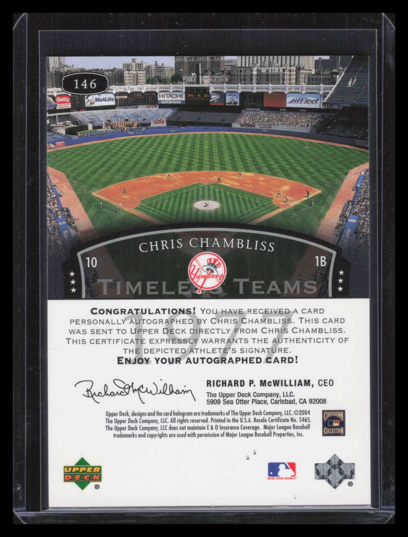 2004 UD Legends Timeless Teams Autographs 146 Chris Chambliss Auto