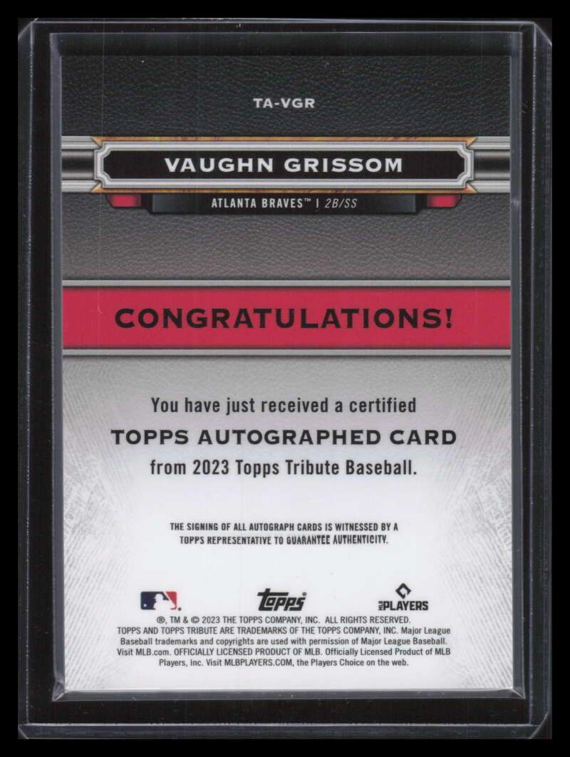 2023 Topps Tribute Autographs Green TAGVR Vaughn Grissom Rookie Auto 41/99