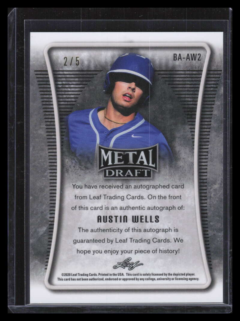 2020 Leaf Metal Draft Pink Mojo baaw2 Austin Wells Rookie Auto 2/5