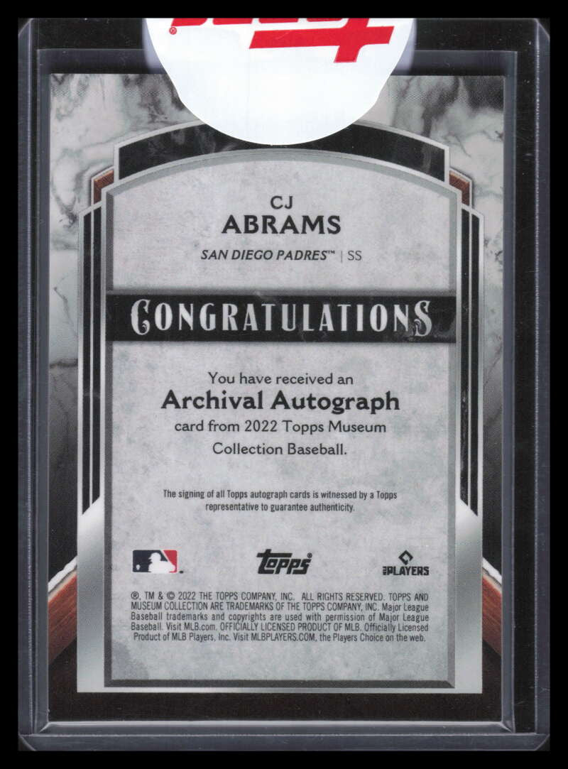 2022 Topps Museum Collection Archival Autographs CJ Abrams Rookie Auto 52/199