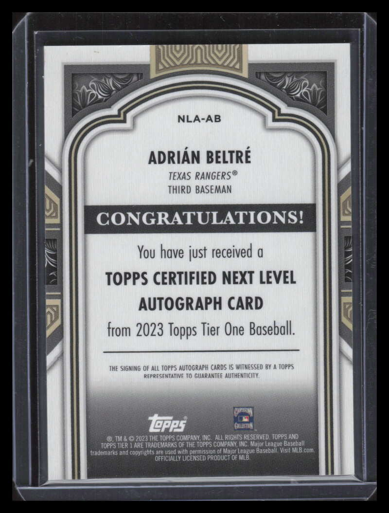 2023 Topps Tier One Next Level Autographs NLAAB Adrian Beltre Auto 15/25